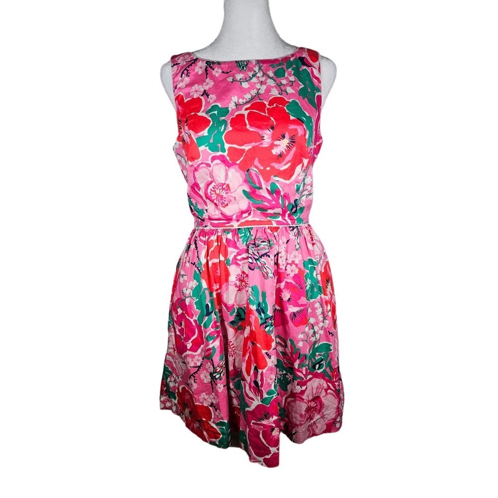 Lilly‎ Pulitzer Womens Aleesa Dress Pink Floral Back Cutout Sleeveless Size 6